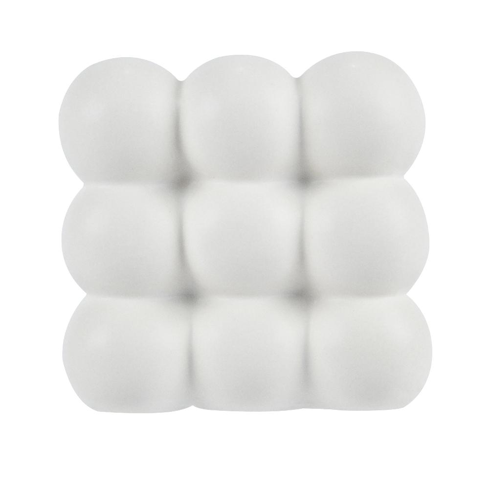 restaurantware Table Art White Ceramic Bubble Cube Vase - 4 1/2'' x 4 1/2'' x 4 1/4'' - 1 count box