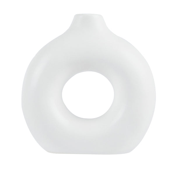 Restaurantware Table Art White Ceramic Donut Vase - 5 3/4'' X 2 1/4'' X 6'' - 1 Count Box
