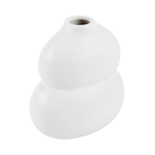 Restaurantware Table Art White Ceramic Gourd Vase - 6 1/2'' X 4'' X 7'' - 1 Count Box