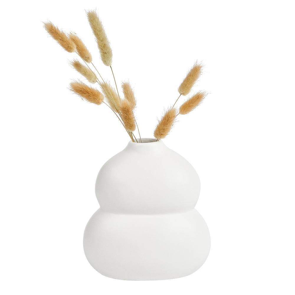 restaurantware Table Art White Ceramic Gourd Vase - 6 1/2'' x 4'' x 7'' - 1 count box