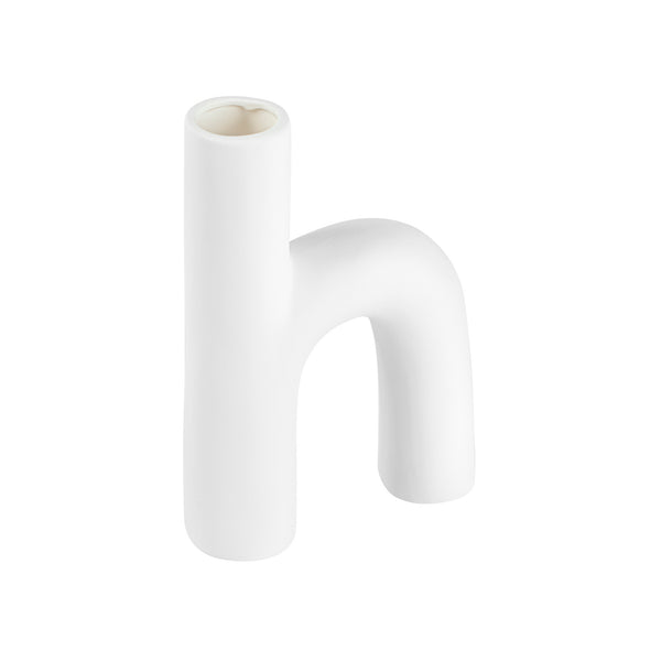 Restaurantware Table Art White Ceramic H-Shaped Vase - 6'' X 2 1/4'' X 9'' - 1 Count Box