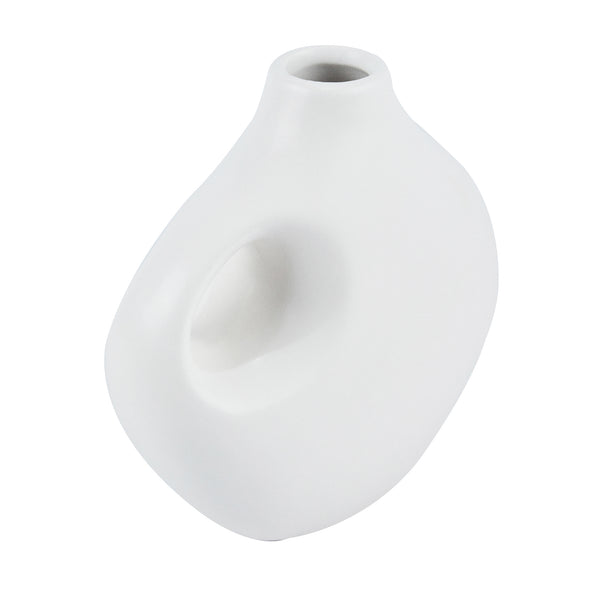 Restaurantware Table Art White Ceramic Jug Vase - 7'' X 3 1/4'' X 7'' - 1 Count Box