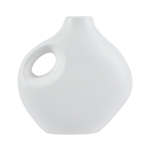 Restaurantware Table Art White Ceramic Jug Vase - 7'' X 3 1/4'' X 7'' - 1 Count Box