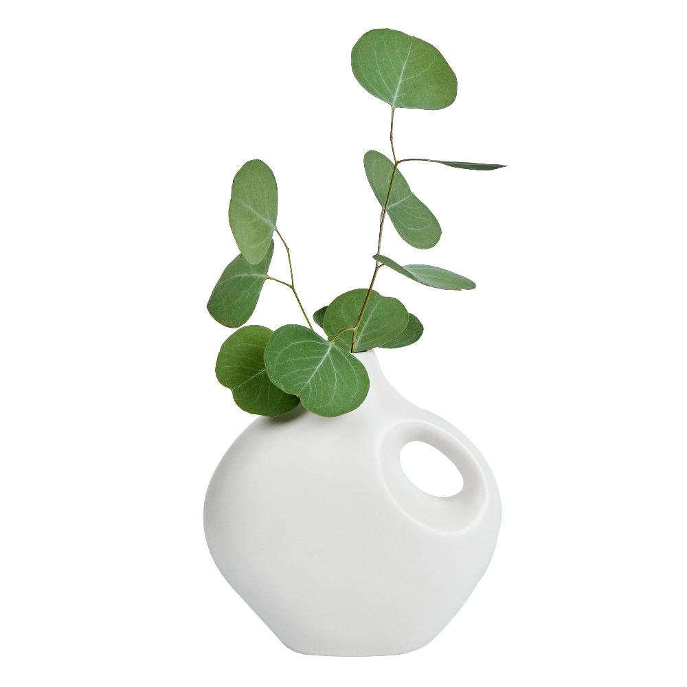 restaurantware Table Art White Ceramic Jug Vase - 7'' x 3 1/4'' x 7'' - 1 count box