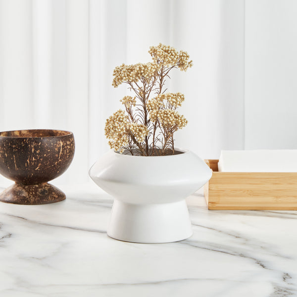 Restaurantware Table Art White Ceramic Mushroom Vase - 5 3/4'' X 5 3/4'' X 4'' - 1 Count Box