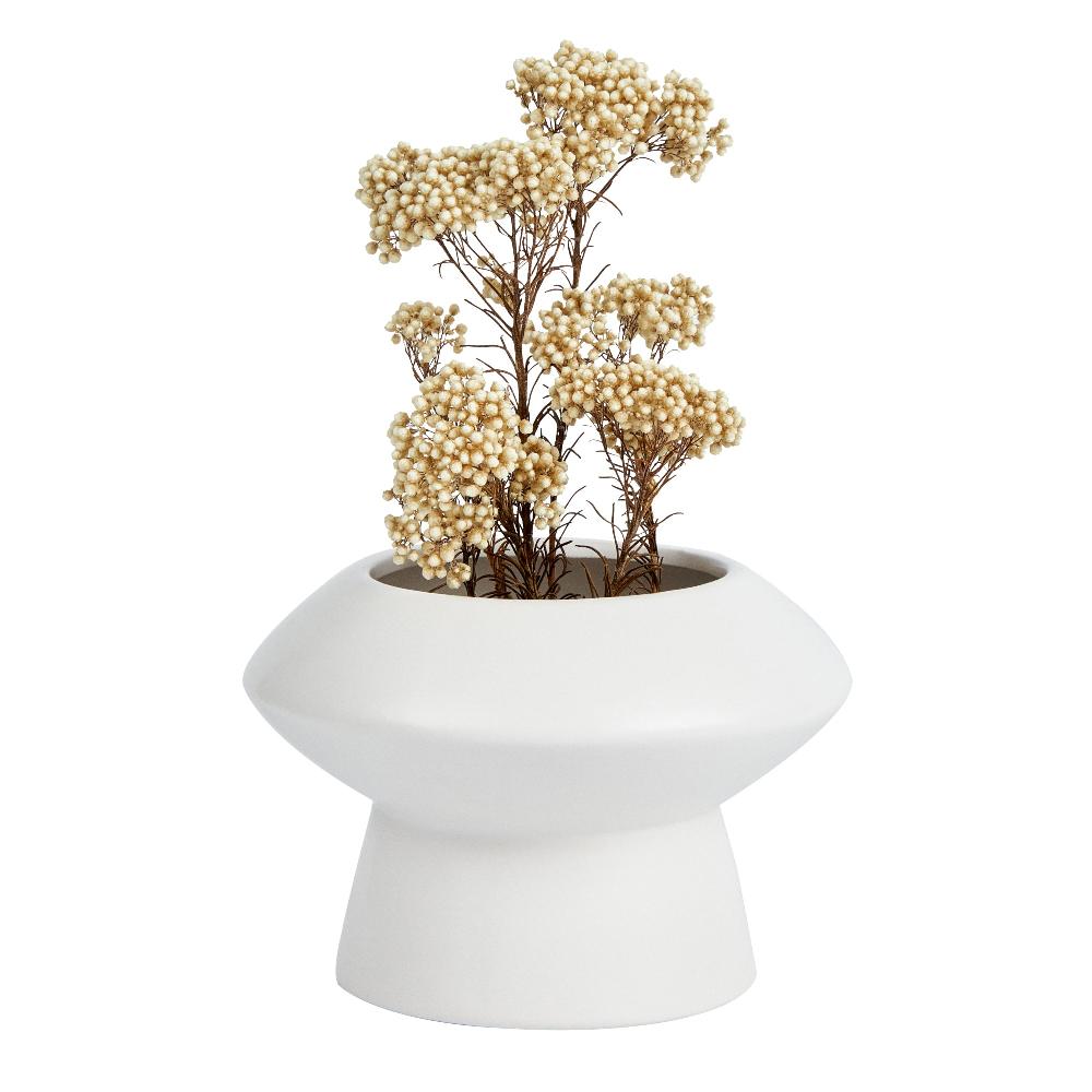 restaurantware Table Art White Ceramic Mushroom Vase - 5 3/4'' x 5 3/4'' x 4'' - 1 count box