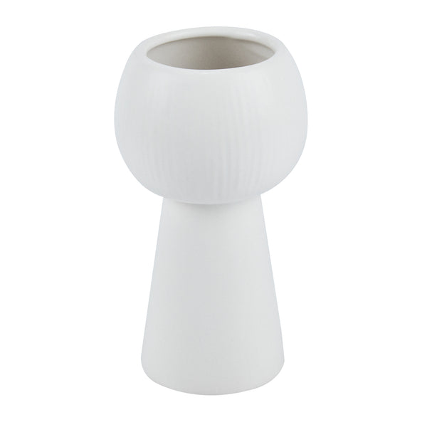 Restaurantware Table Art White Ceramic Pedestal Vase - 3 1/2'' X 3 1/2'' X 6 1/2'' - 1 Count Box