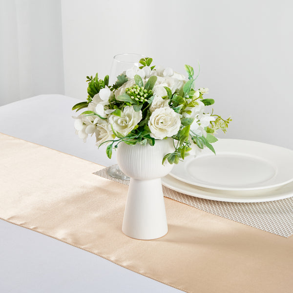 Restaurantware Table Art White Ceramic Pedestal Vase - 3 1/2'' X 3 1/2'' X 6 1/2'' - 1 Count Box