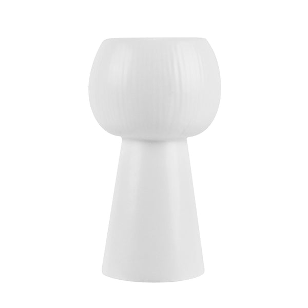 Restaurantware Table Art White Ceramic Pedestal Vase - 3 1/2'' X 3 1/2'' X 6 1/2'' - 1 Count Box