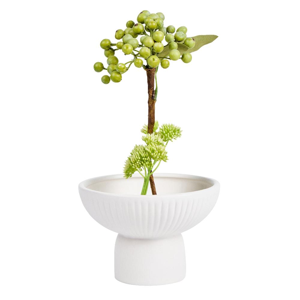 restaurantware Table Art White Ceramic Pedestal Vase - 6'' x 6'' x 4'' - 1 count box