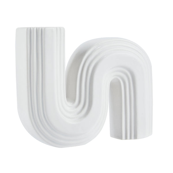 Restaurantware Table Art White Ceramic S-Shaped Vase - 7 1/4'' X 2'' X 6'' - 1 Count Box