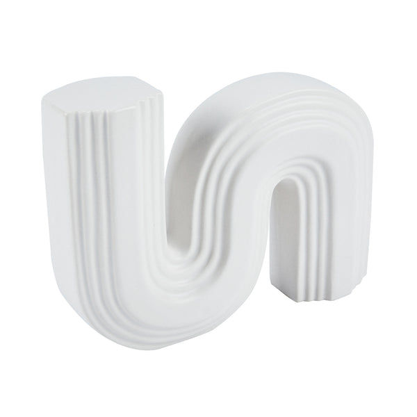 Restaurantware Table Art White Ceramic S-Shaped Vase - 7 1/4'' X 2'' X 6'' - 1 Count Box