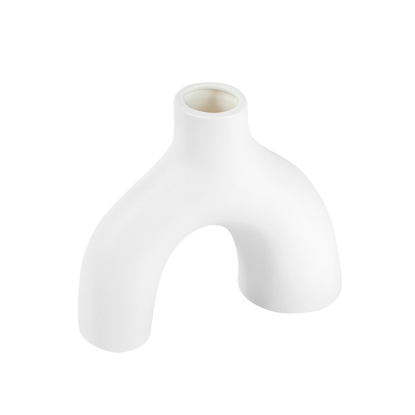Restaurantware Table Art White Ceramic Soft Arch Vase - 9'' X 3 1/4'' X 8'' - 1 Count Box