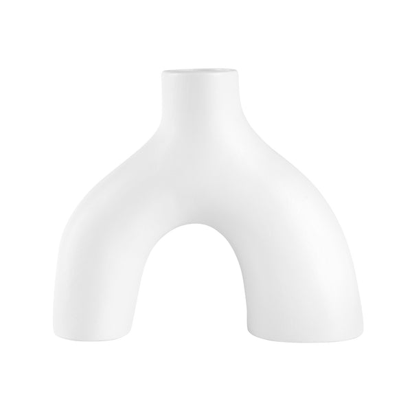 Restaurantware Table Art White Ceramic Soft Arch Vase - 9'' X 3 1/4'' X 8'' - 1 Count Box