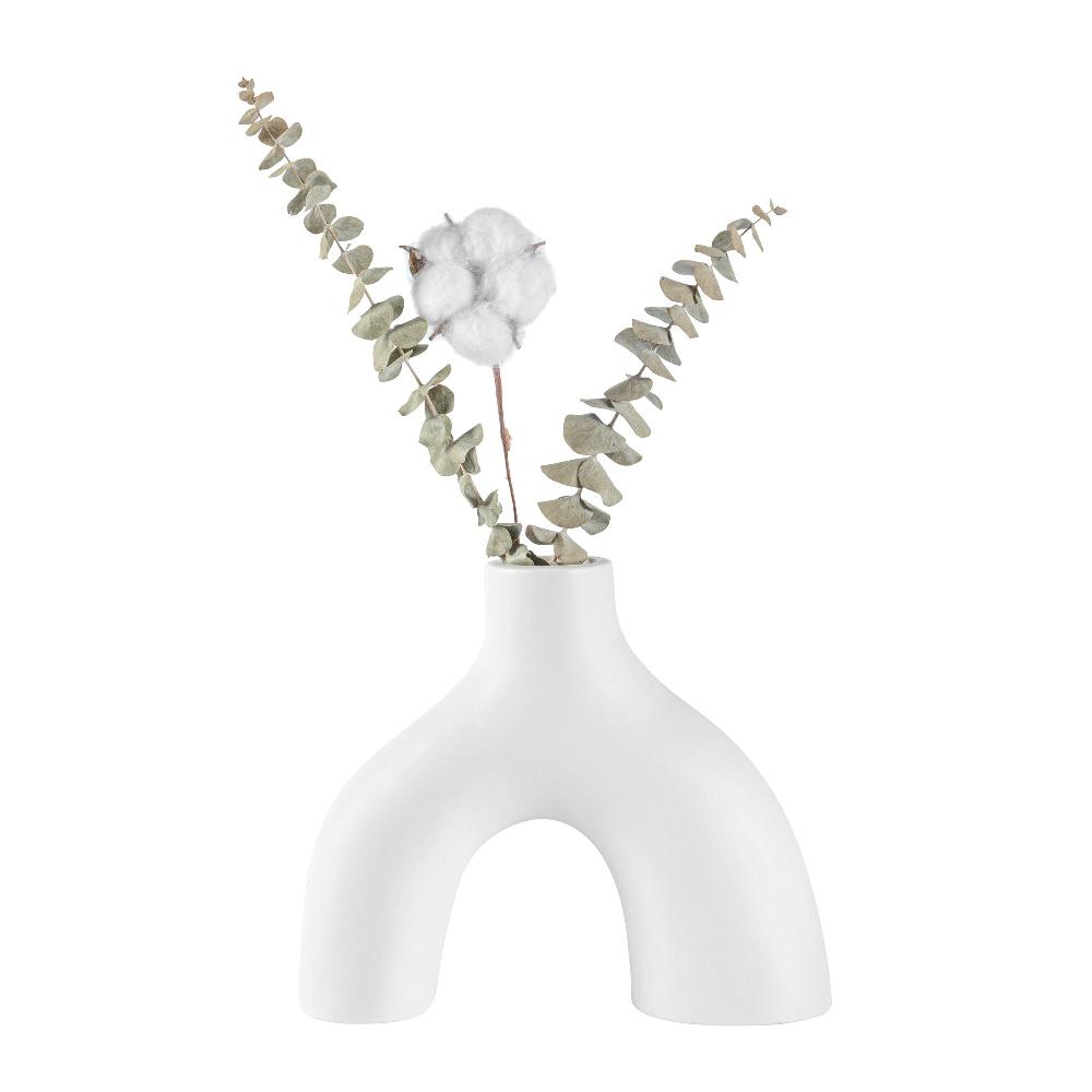 restaurantware Table Art White Ceramic Soft Arch Vase - 9'' x 3 1/4'' x 8'' - 1 count box
