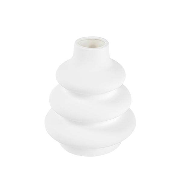 Restaurantware Table Art White Ceramic Stacked Vase - 6 3/4'' X 6 3/4'' X 8'' - 1 Count Box