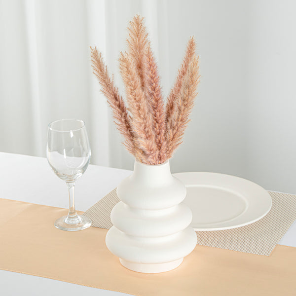 Restaurantware Table Art White Ceramic Stacked Vase - 6 3/4'' X 6 3/4'' X 8'' - 1 Count Box