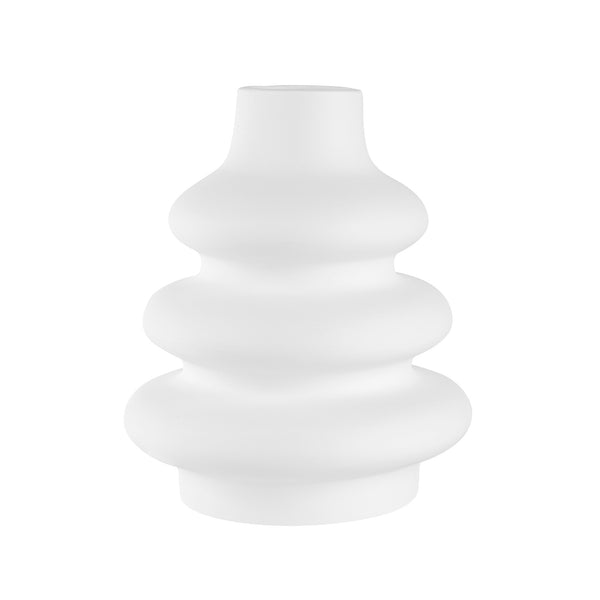 Restaurantware Table Art White Ceramic Stacked Vase - 6 3/4'' X 6 3/4'' X 8'' - 1 Count Box