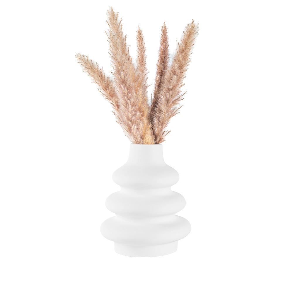 restaurantware Table Art White Ceramic Stacked Vase - 6 3/4'' x 6 3/4'' x 8'' - 1 count box
