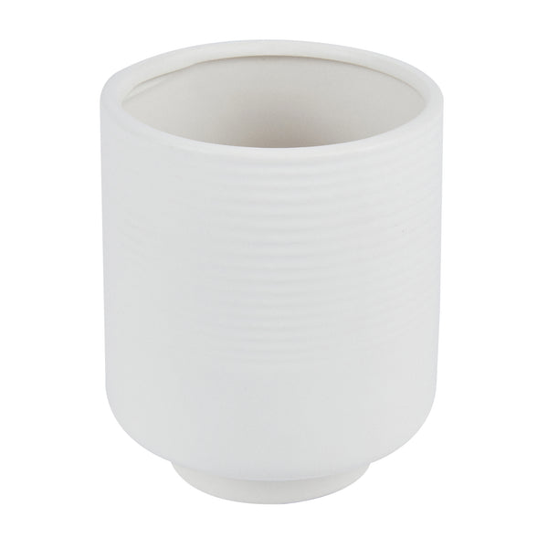 Restaurantware Table Art White Ceramic Tea Cup Vase - 4 1/2'' X 4 1/2'' X 5'' - 1 Count Box