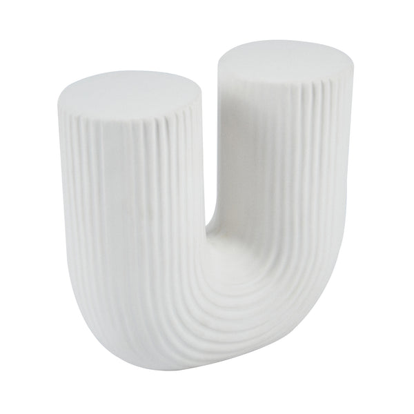 Restaurantware Table Art White Ceramic U-Shaped Vase - 5 3/4'' X 2 3/4'' X 5 1/2'' - 1 Count Box