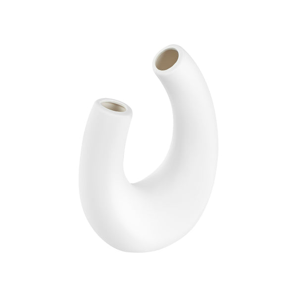 Restaurantware Table Art White Ceramic U-Shaped Vase - 6 1/2'' X 3'' X 8 3/4'' - 1 Count Box