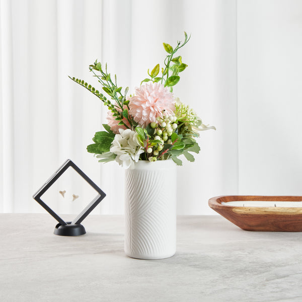 Restaurantware Table Art White Ceramic Vintage Vase - 3 1/4'' X 3 1/4'' X 6'' - 1 Count Box