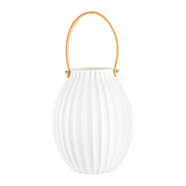 Restaurantware Table Art White Porcelain Lantern / Vase - With Handle - 6 1/4'' X 6 1/4'' X 8'' - 1 Count Box