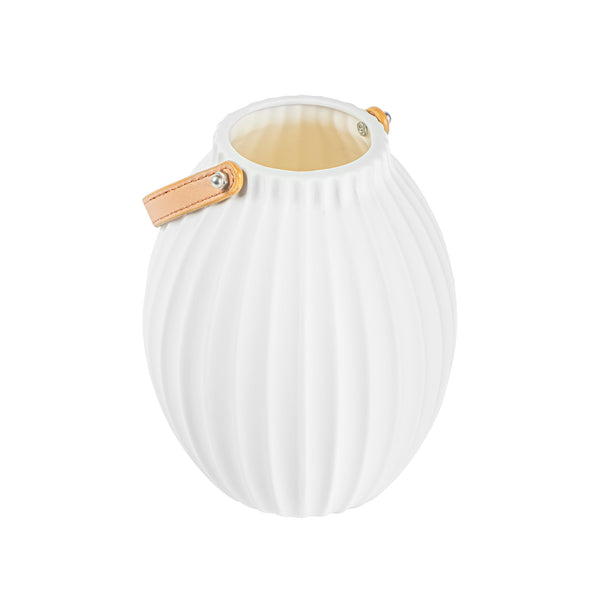 Restaurantware Table Art White Porcelain Lantern / Vase - With Handle - 5'' X 5'' X 6 1/2'' - 1 Count Box