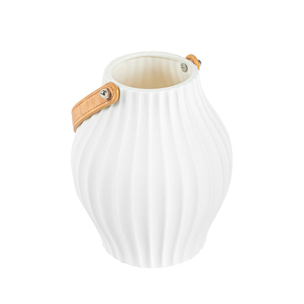 Restaurantware Table Art White Porcelain Lantern / Vase - With Handle - 5 1/4'' X 5 1/4'' X 6 1/2'' - 1 Count Box