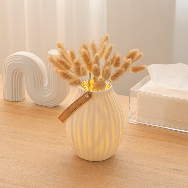 Restaurantware Table Art White Porcelain Lantern / Vase - With Handle - 5 1/4'' X 5 1/4'' X 6 1/2'' - 1 Count Box