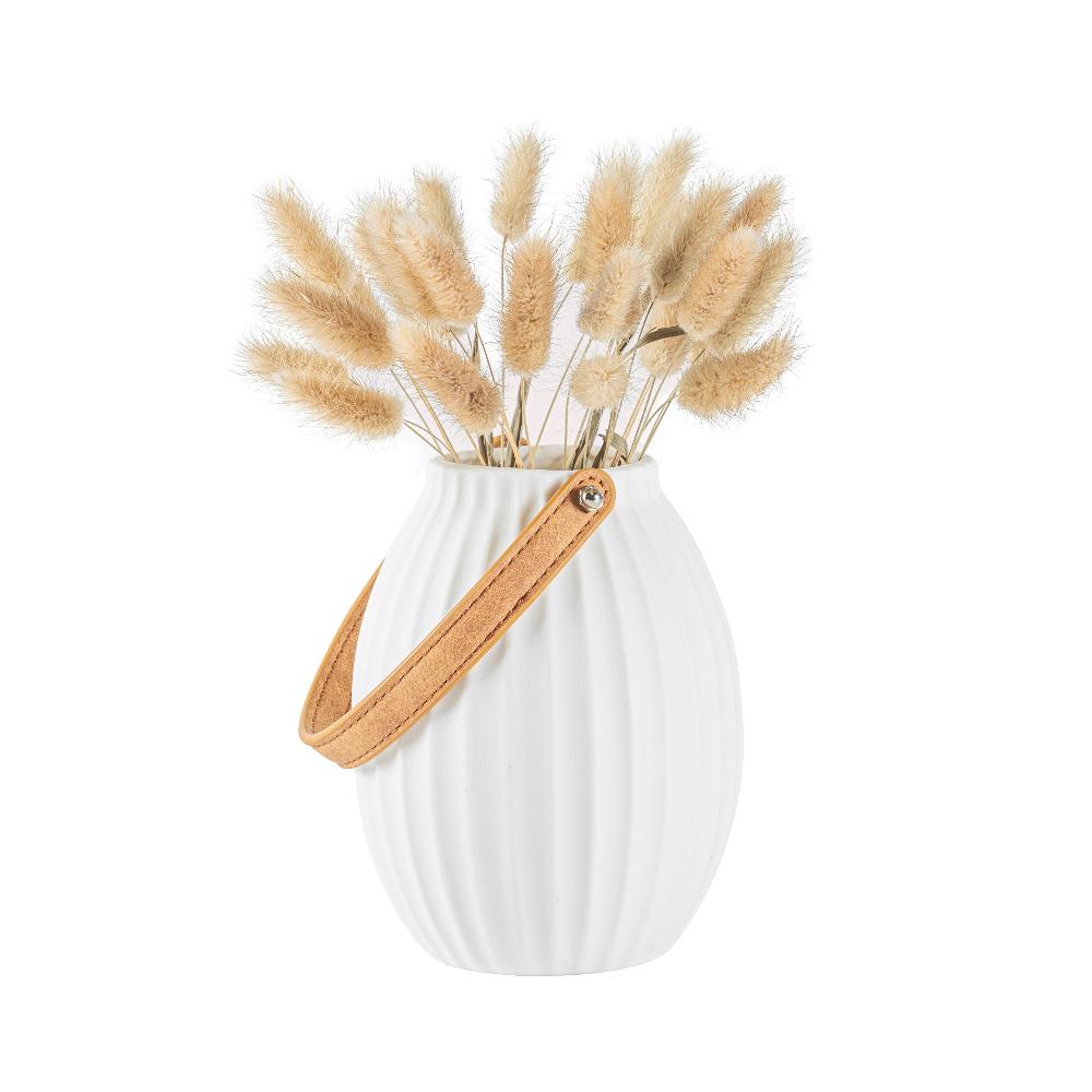restaurantware Table Art White Porcelain Lantern / Vase - with Handle - 5 1/4'' x 5 1/4'' x 6 1/2'' - 1 count box