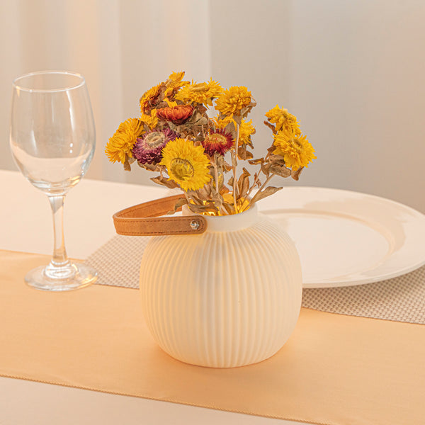 Restaurantware Table Art White Porcelain Lantern / Vase - With Handle - 6'' X 6'' X 5 3/4'' - 1 Count Box