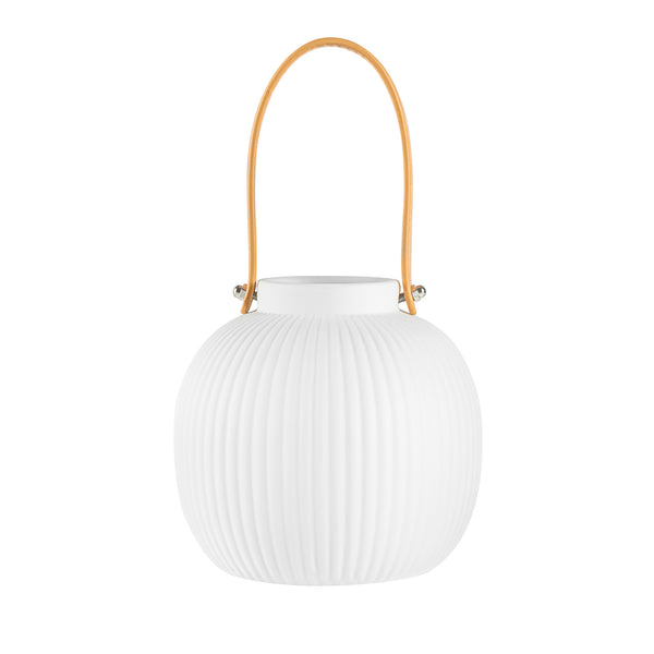 Restaurantware Table Art White Porcelain Lantern / Vase - With Handle - 6'' X 6'' X 5 3/4'' - 1 Count Box