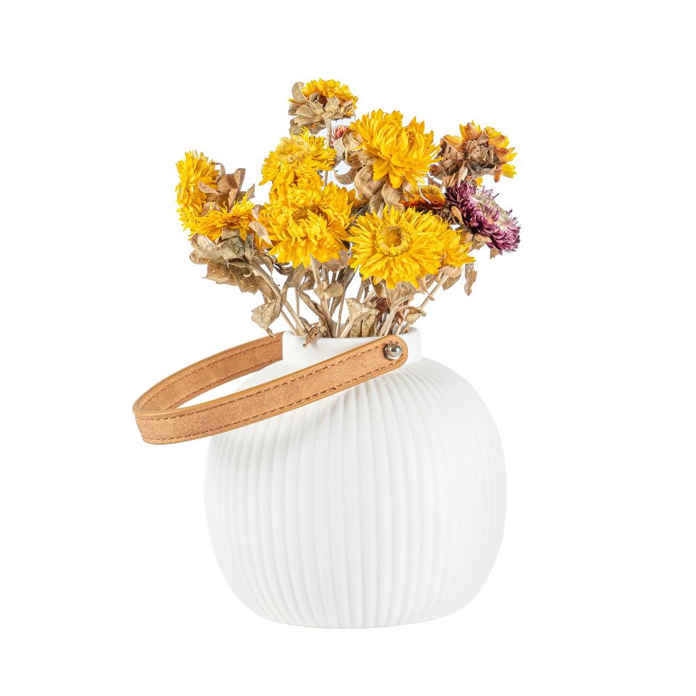 restaurantware Table Art White Porcelain Lantern / Vase - with Handle - 6'' x 6'' x 5 3/4'' - 1 count box