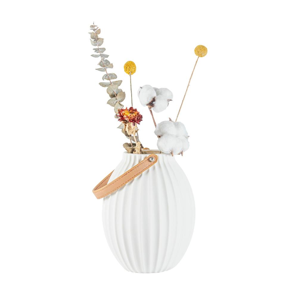 restaurantware Table Art White Porcelain Lantern / Vase - with Handle - 6 1/4'' x 6 1/4'' x 8'' - 1 count box