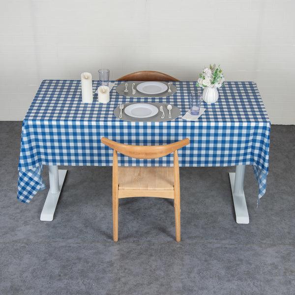 Restaurantware Table Tek Blue Gingham Plastic Table Cover Roll - With Slide Cutter - 100' X 54" - 10 Count Box