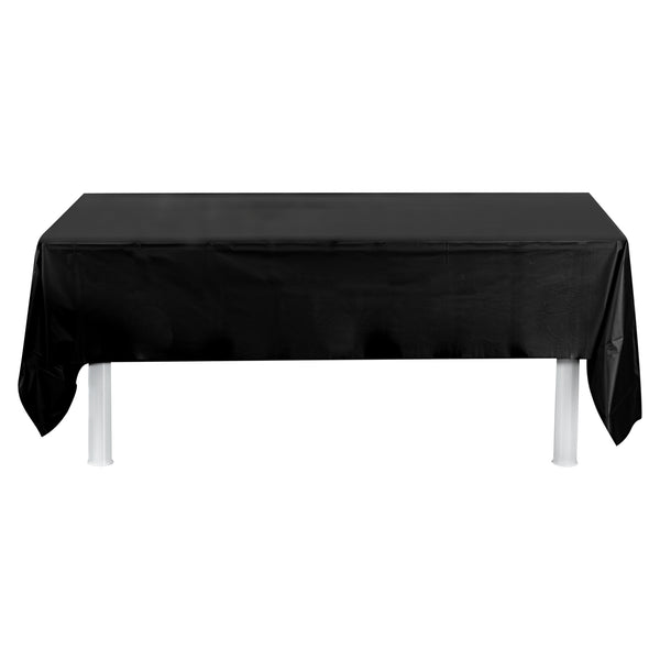 Restaurantware Table Tek Rectangle Black Plastic Table Cover - 108" X 54" - 20 Count Box