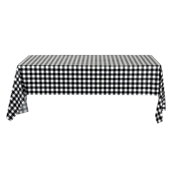 Restaurantware Table Tek Rectangle Gingham Black Plastic Table Cover - 108" X 54" - 20 Count Box