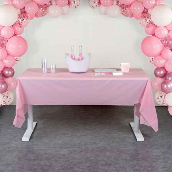 Restaurantware Table Tek Rectangle Pink Plastic Table Cover - 108" X 54" - 20 Count Box