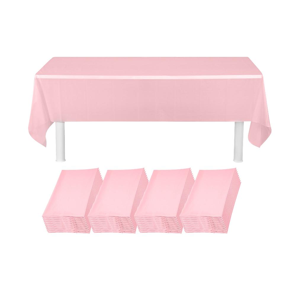 restaurantware Table Tek Rectangle Pink Plastic Table Cover - 108" x 54" - 20 count box