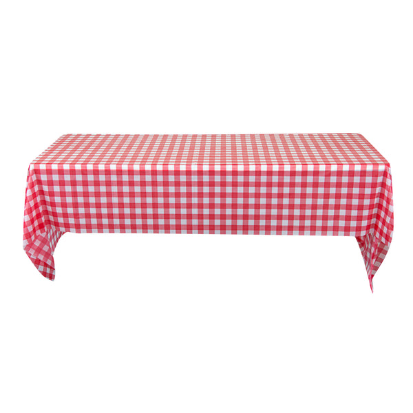 Restaurantware Table Tek Rectangle Red Gingham Red Plastic Table Cover - 108" X 54" - 20 Count Box