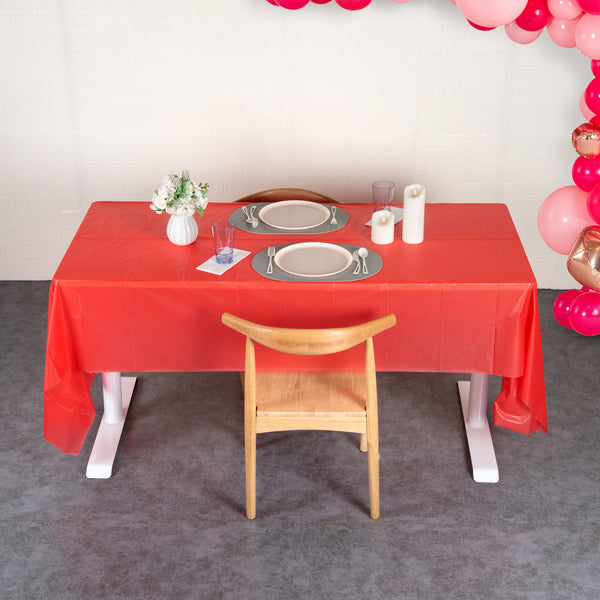 Restaurantware Table Tek Rectangle Red Plastic Table Cover - 108" X 54" - 20 Count Box