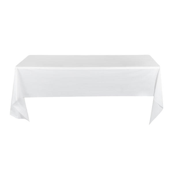 Restaurantware Table Tek Rectangle White Plastic Table Cover - 108" X 54" - 20 Count Box