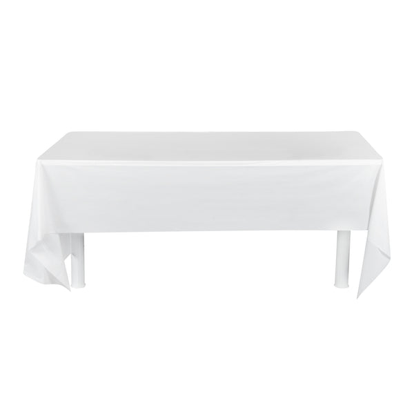 Restaurantware Table Tek Rectangle White Plastic Table Cover - 108" X 54" - 20 Count Box