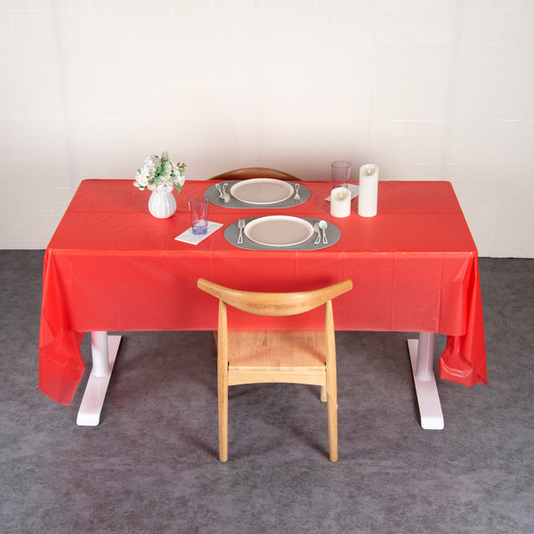 Restaurantware Table Tek Red Plastic Table Cover Roll - With Slide Cutter - 100' X 54" - 10 Count Box
