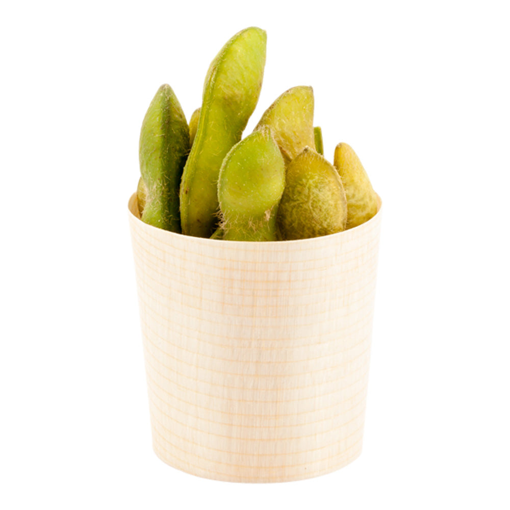restaurantware Taipei 1 oz Round Natural Shaved Pinewood Mini Cup - 1 1/2" x 1 1/2" x 1 1/2" - 200 count box