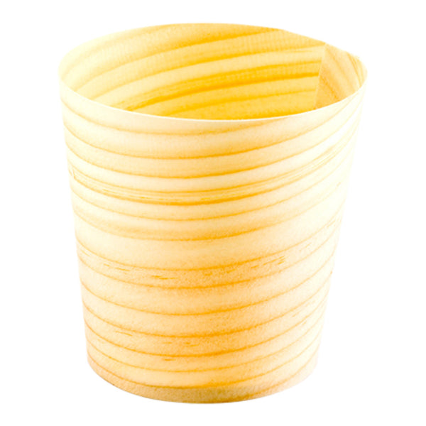 Restaurantware Taipei 3 Oz Round Natural Shaved Pinewood Medium Cup - 2 1/2" X 2 1/2" X 2 1/2" - 200 Count Box
