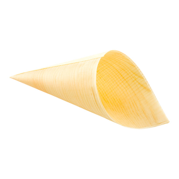 Restaurantware Taipei 6 Oz Natural Pinewood Large Cone - 7" X 3" X 3" - 200 Count Box