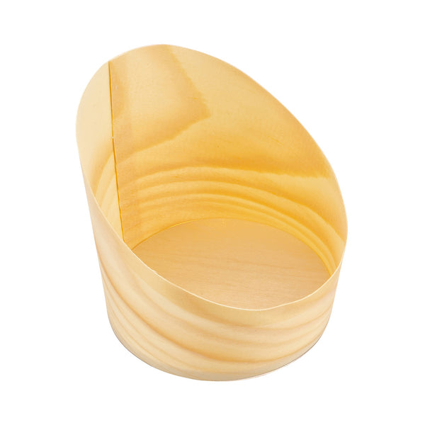 Restaurantware Taipei 7 Oz Round Natural Wood Medium Incline Cup - 3 1/4" X 3 1/4" X 3 1/2" - 100 Count Box